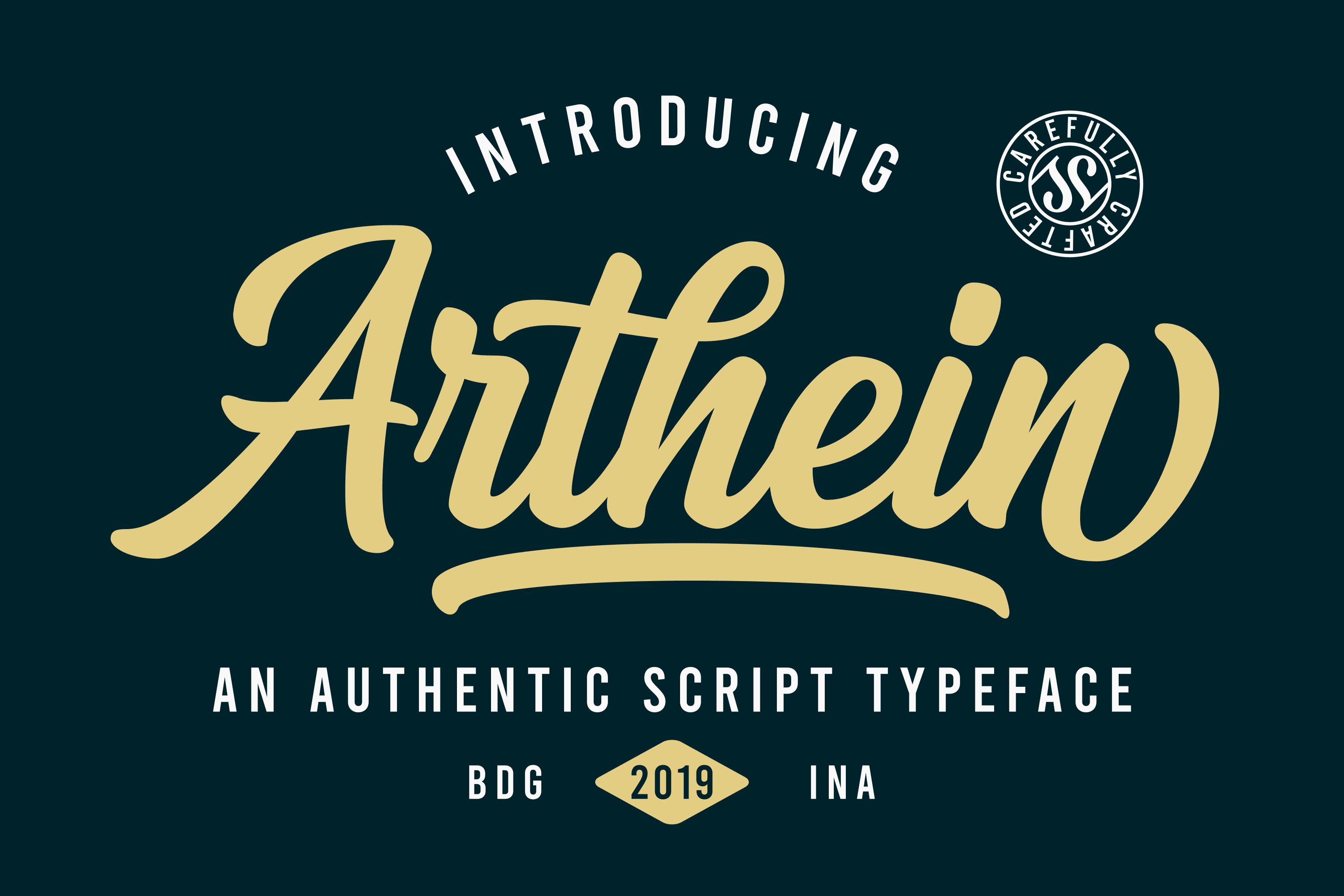Arthein - Bold Script Font product preview image by Sibelumpagi